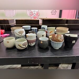 Various size and texture tea cups from Japan